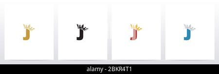Royal Crown su lettera Logo Design J Illustrazione Vettoriale