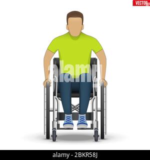 Uomo disabili in sedia a rotelle Illustrazione Vettoriale