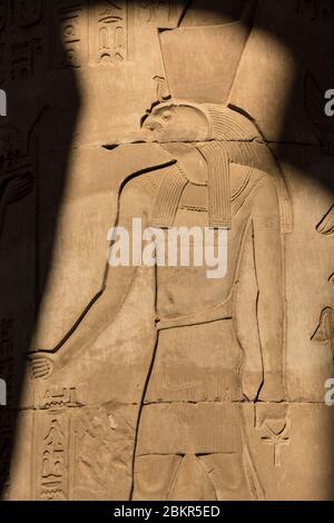 Egitto, Alto Egitto, valle del Nilo, Kom Ombo, tempio di Sobek e Haroeris, bassorilievi Foto Stock