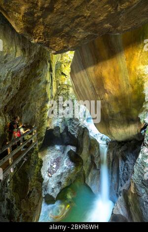 Svizzera, Vallese, Trient, Trient Valley, Espace MontBlanc, Gorges de T?te Noire, sul cantiere delle Gorges de T?te Noire (MR) Foto Stock