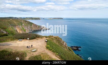 Francia, C?tes d'Armor, Plouezec, Pointe de Minard visto dal cielo Foto Stock