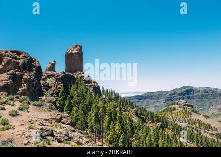 Majestic Roque Nublo sulla gran canaria Foto Stock