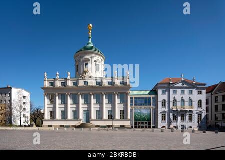 Potsdam, rekonstruierter Alter Markt, Altes Rathaus und Kombelsdorffhaus Foto Stock