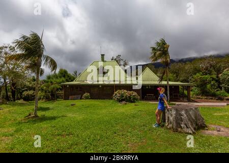 Francia, Reunion Island, parco nazionale, patrimonio mondiale dell'UNESCO, Cirque de Salazie, la foresta tamarinda di B?louve, il rifugio Belouve Foto Stock