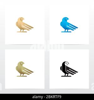 Disegno semplice del logo dell'illustrazione dell'uccello Illustrazione Vettoriale