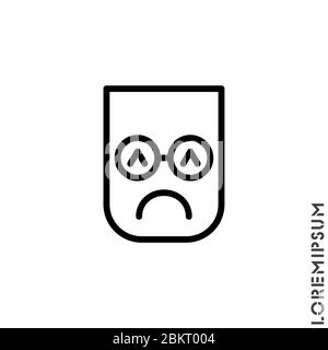 Depresso, triste, emotivo stressato emotivo, simbolo triste. Moderne applicazioni Web e mobil Flat Symbol. Illustrazione vettoriale icona Emoticon triste. Contorno Illustrazione Vettoriale