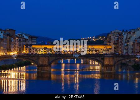 Ponte Santa Trinita & Ponte Vecchio a Firenze. Foto Stock