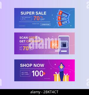 Modello Dynamic Modern Fluid mobile per la vendita di buoni sconto. Ottenere il modello di banner di sconto Coupon sale. Set di carte regalo gratuite. Colori fantasia e illu fresco Illustrazione Vettoriale