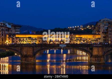 Ponte Santa Trinita & Ponte Vecchio a Firenze. Foto Stock