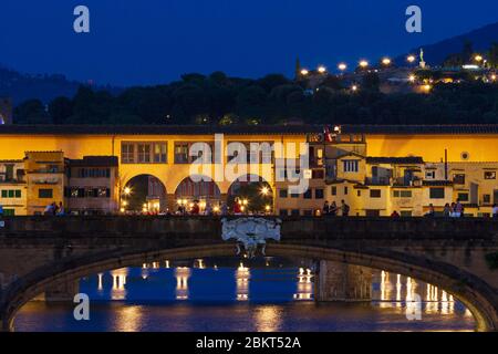 Ponte Santa Trinita & Ponte Vecchio a Firenze. Foto Stock