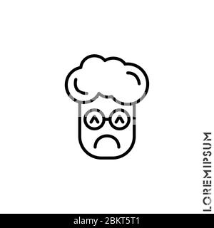Depresso, triste, stressato emoji ragazzo, uomo icona vettore, emozione, triste simbolo. Moderne applicazioni Web e mobil Flat Symbol. Illustrazione vettoriale icona Emoticon triste Illustrazione Vettoriale