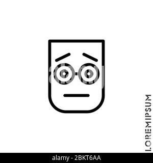 simpatico adesivo emoticon, illustrazione vettoriale. Immagine vettoriale icona Emoticon del viso arrossito e imbarazzato Illustrazione Vettoriale