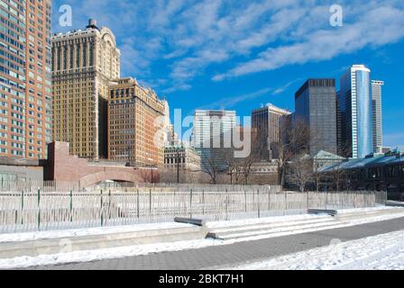 Hudson River Greenway 17 state Street, Battery Place, Lower Manhattan, New York, Stati Uniti Foto Stock