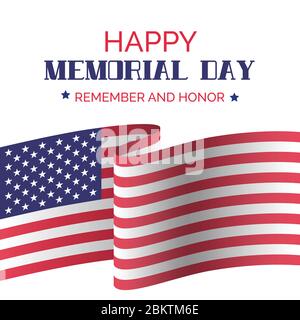 Memorial Day. Biglietto d'auguri vettoriale con bandiera USA Illustrazione Vettoriale