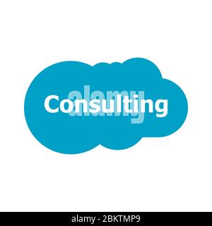 Parola di consultazione su astratta bolla di linguaggio blu isolato su sfondo bianco. Concetto di consulenza Foto Stock
