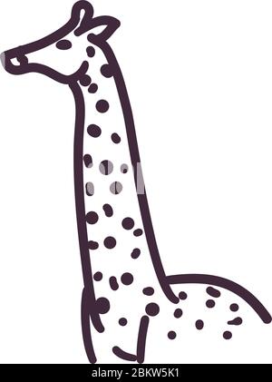 giraffe cartoon linea stile icona design, zoo animale e tema vita illustrazione vettoriale Illustrazione Vettoriale