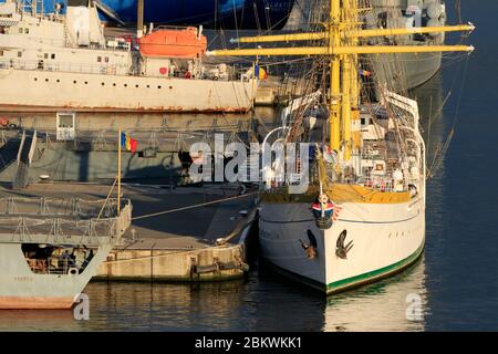 Nave a vela della Marina rumena Mircea, Constanta, Regione di Dobruja, Romania Foto Stock