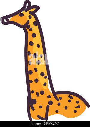 giraffe cartoon disegno icona stile piatto, zoo animale e tema vita illustrazione vettoriale Illustrazione Vettoriale