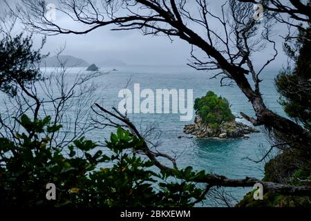 Vista dal Pitt Head Lookout, Parco Nazionale Abel Tasman, South Island, Nuova Zelanda. Foto Stock