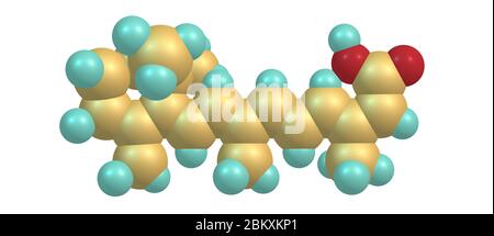 Isotretinoina o acido 13-cis-retinoico è un farmaco principalmente usato per trattare l'acne grave. Viene anche usato per prevenire alcuni tumori cutanei . illust 3d Foto Stock