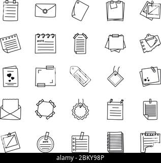 fotografie e note, icona messaggi su sfondo bianco, stile linea, illustrazione vettoriale Illustrazione Vettoriale