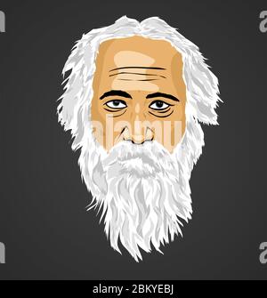 Illustrazione vettoriale di Rabindranath Tagore è su vecchia biblioteca con festival culturale celebrato ogni anno Foto Stock