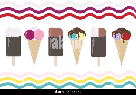cialda di gelato al cioccolato con cialda Illustrazione Vettoriale