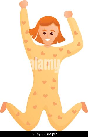 Jumping pajama ragazza icona. Cartoon di salto pajama ragazza vettore icona per il web design isolato su sfondo bianco Illustrazione Vettoriale