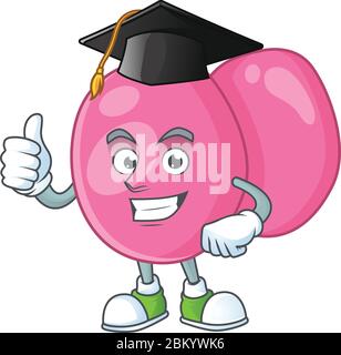 Mascot design concetto di streptococcus pyogenes orgogliosamente indossare un cappello nero Graduation. Illustrazione vettoriale Illustrazione Vettoriale