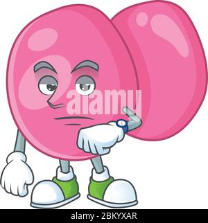 Streptococcus pyogenes con gesto di attesa cartoon mascotte concetto di design. Illustrazione vettoriale Illustrazione Vettoriale