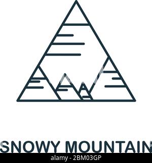 Icona di Snowy Mountain dalla collezione invernale. Elemento linea semplice Snowy Mountain per modelli, web design e infografica Illustrazione Vettoriale