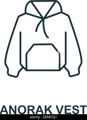 Icona di anorak Vest dalla collezione invernale. Semplice elemento linea Anorak Vest per modelli, web design e infografica Illustrazione Vettoriale