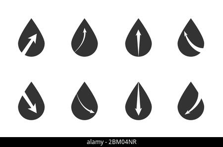 Calo di olio con icona a freccia impostata Illustrazione Vettoriale