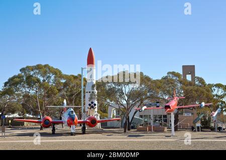 Mostre sul parco nazionale aerospaziale e missile di Woomera, Australia meridionale Foto Stock