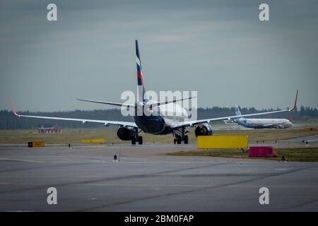 Ottobre 29, 2019, Mosca, Russia. Piano - Aeroflot Russian Airlines presso l'aeroporto di Sheremetyevo di Mosca. Foto Stock