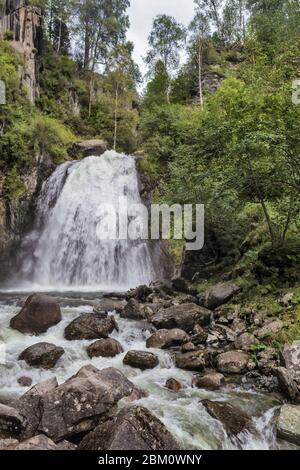 Teletskoye lago, villaggio di Yaylyu, Altay Repubblica, Russia Foto Stock