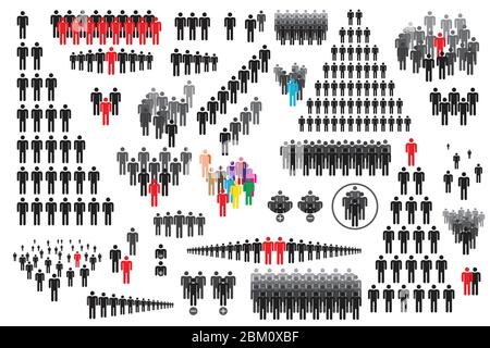 Icona persone Imposta l'illustrazione vettoriale isolata su sfondo bianco Illustrazione Vettoriale