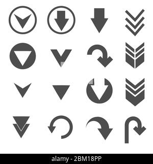 set di icone freccia giù Foto Stock