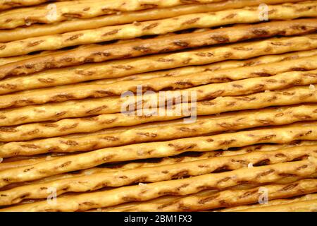 Pretzel si attacca in primo piano Foto Stock