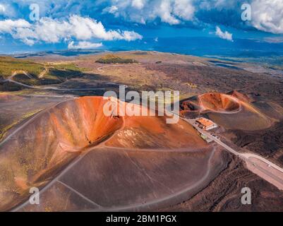 Vulcano Etna Sicilia, Italia. Foto panoramica aerea. Foto Stock