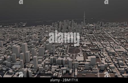 Toronto, Canada mappa della città rendering 3D. Vista aerea satellitare. Foto Stock