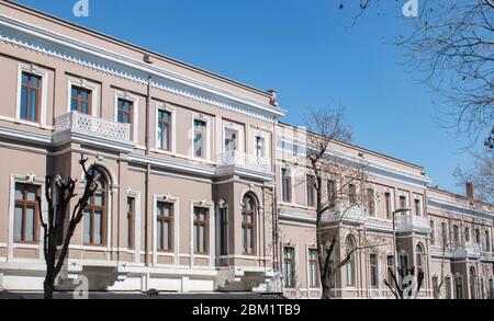 ISTANBUL / TURCHIA - MARZO, 2020: Besiktas Akaretter, architettura classica esterni muri, porte e finestre vecchio edificio. Editoriale illustrativo. Foto Stock