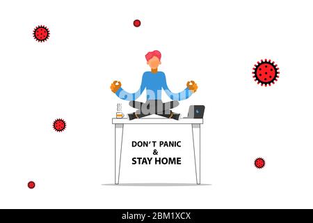 Concetto di auto-quarantena. Lavoro a casa Illustrazione Vettoriale