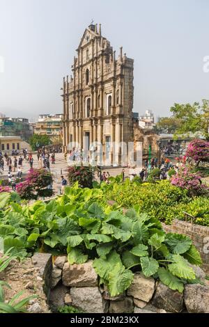 Rovine della chiesa Madre de Deus, 1640, chiesa di San Paolo, Macao, Cina Foto Stock