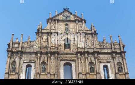 Rovine della chiesa Madre de Deus, 1640, chiesa di San Paolo, Macao, Cina Foto Stock