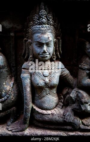 La Terrazza del Re del Leper (bassorilievi), Angkor Thom, Siem Reap, Cambogia. Foto Stock