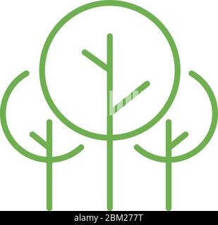 Illustrazioni di alberi. Icone semplici di piante verdi. Illustrazione vettoriale di scorta isolata su sfondo bianco. Illustrazione Vettoriale