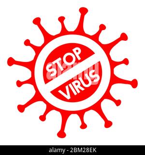 Stop virus sign. (Segnale di arresto Restrizione pandemica del coronavirus. Segnale di avvertenza relativo alle misure di quarantena in luoghi pubblici. Illustrazione vettoriale Illustrazione Vettoriale