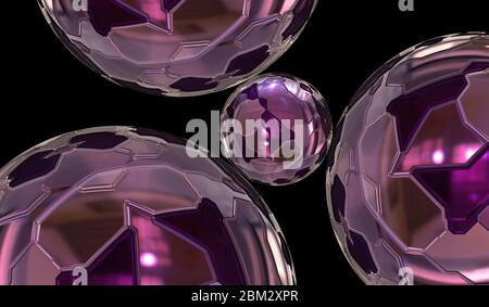 Sfere globo 3d futuristiche connesse viola Foto Stock