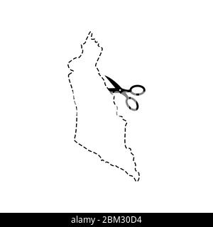 Mappa di Israele Forbici modello tagliato. Linea tratteggiata continenti del paese israeliano. Illustrazione vettoriale Illustrazione Vettoriale